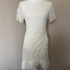 Sugarlips White Flutter Sleeve Sheath Mini Dress